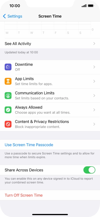 Press Use Screen Time Passcode and follow the instructions on the screen to select a Screen Time password.