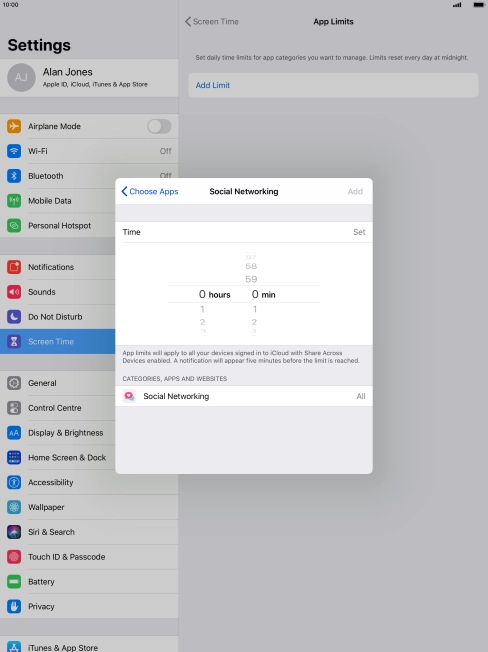 Set the required time limit for use of the selected category. Set the required time limit for use of the selected category.