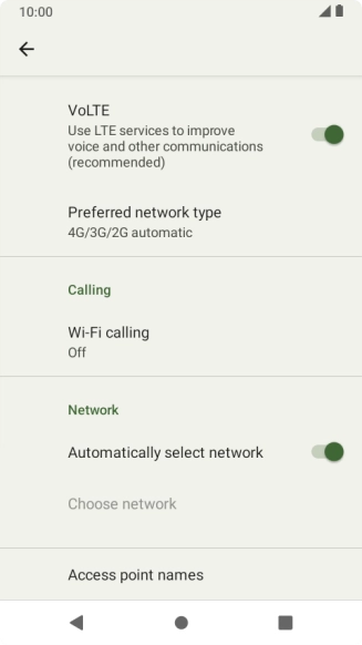 Press Preferred network type.