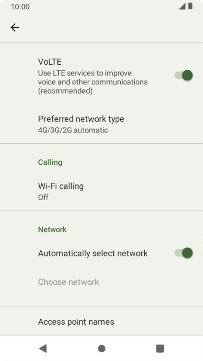 Press Preferred network type.