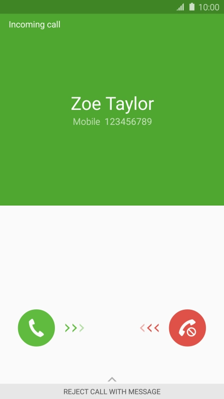 Press and drag the accept call icon right. Press and drag the accept call icon right.