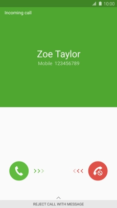 Press and drag the accept call icon right. Press and drag the accept call icon right.