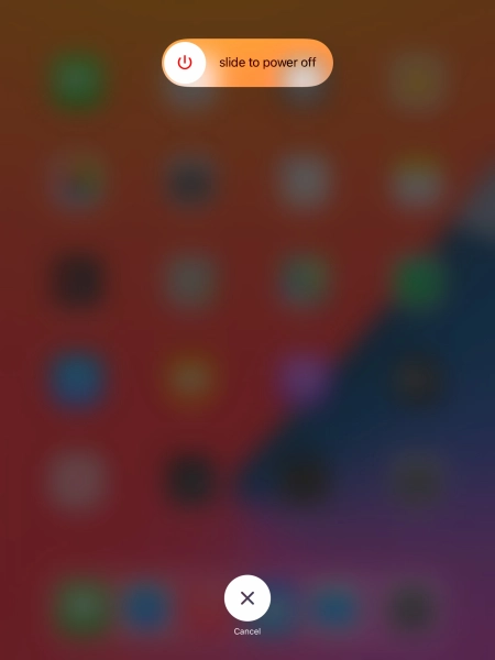 Press and drag the power off icon right. Press and drag the power off icon right.