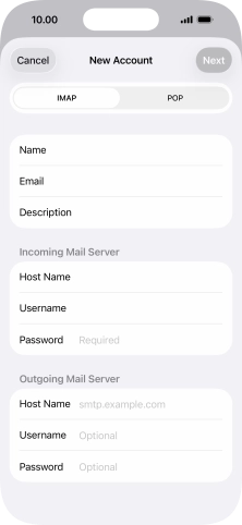 Press Host Name and key in the name of your email provider's outgoing server.