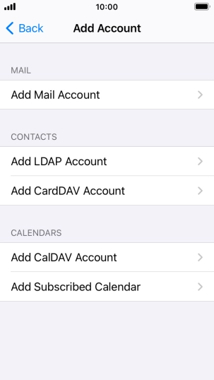 Press Add Mail Account. Press Add Mail Account.