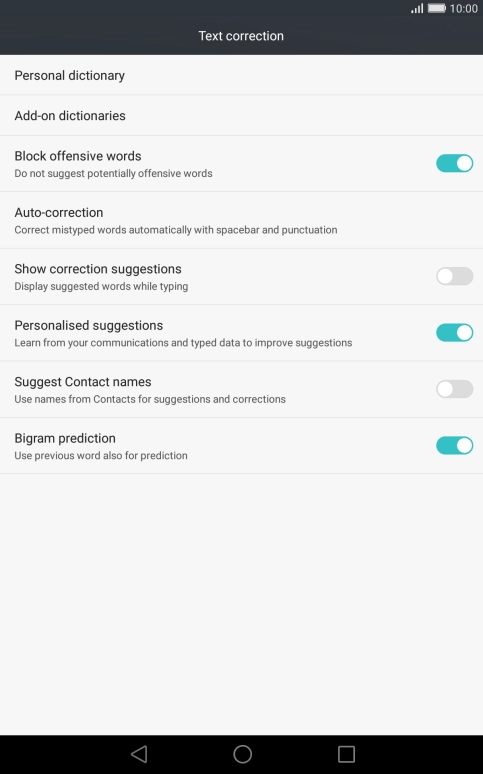 Press Show correction suggestions to turn on the function.