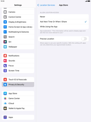 Press the required setting to turn the function on or off. Press the required setting to turn the function on or off.