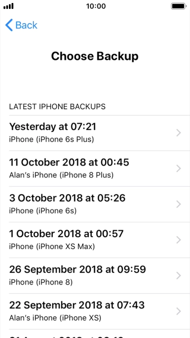 Press the required backup and your phone restores the content of the selected backup. Subsequently, follow the instructions on the screen to set up your phone and prepare it for use.