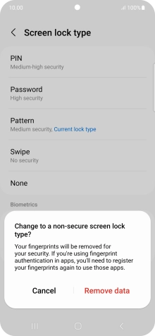 Press Remove data.