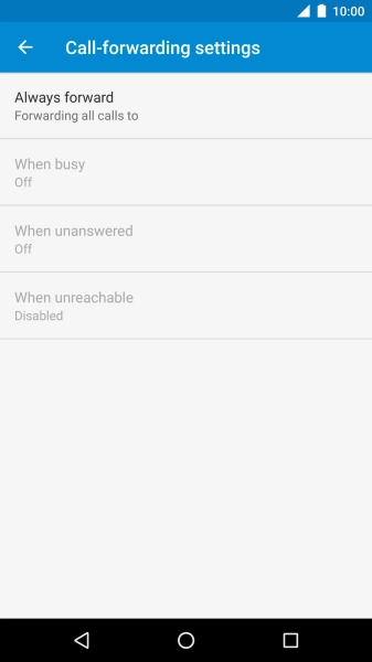 Press the required divert type. Press the required divert type.