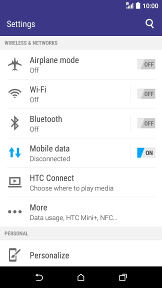 Press Mobile data.