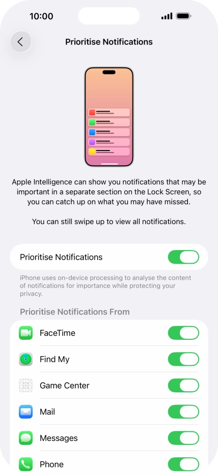 Press the indicator next to 