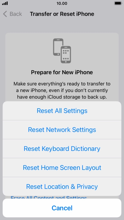 Press Reset All Settings.
