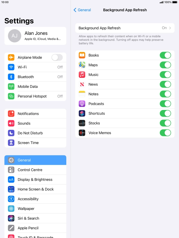 Press Background App Refresh. Press Background App Refresh.
