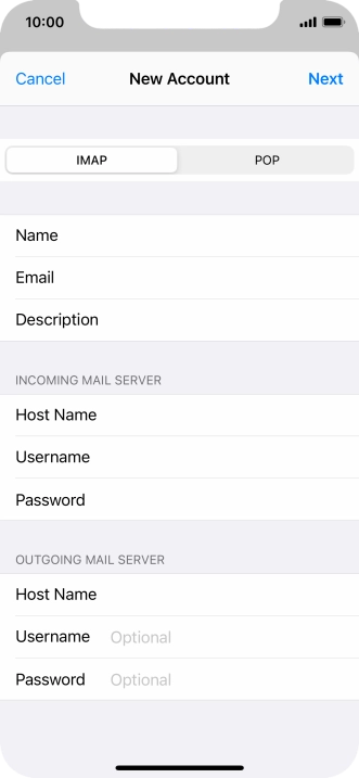 Press Username and key in the username for your email account. Please note that if you're using Vodafone's outgoing server, leave the username field empty.