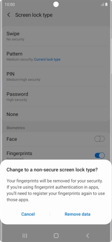 Press Remove data.