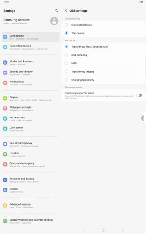 Press Transferring files / Android Auto. Press Transferring files / Android Auto.