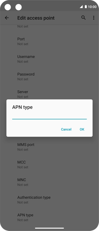 Key in default and press OK.