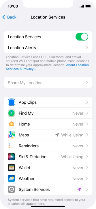 Press the required app.