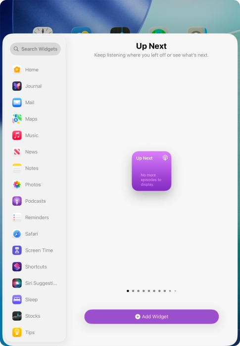 Press Add Widget.