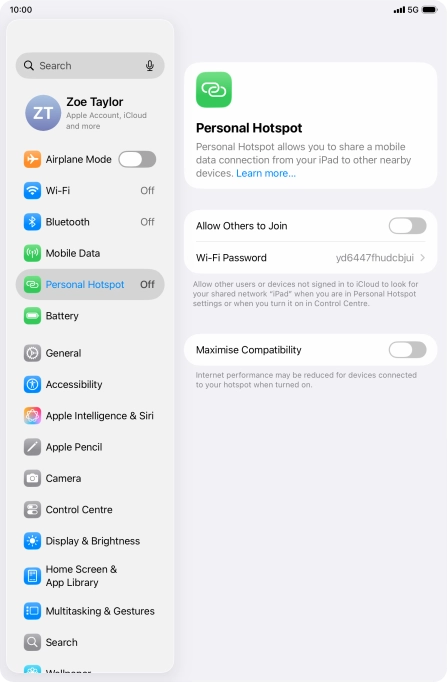 Press Wi-Fi Password and key in the required password.