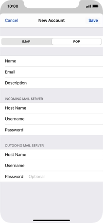 Press Password and key in the password for your email account. Please note that if you're using Vodafone's outgoing server, leave the password field empty.