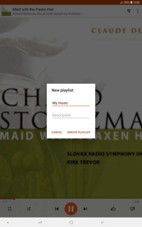 Key in a name for the playlist and press CREATE PLAYLIST. Key in a name for the playlist and press CREATE PLAYLIST.