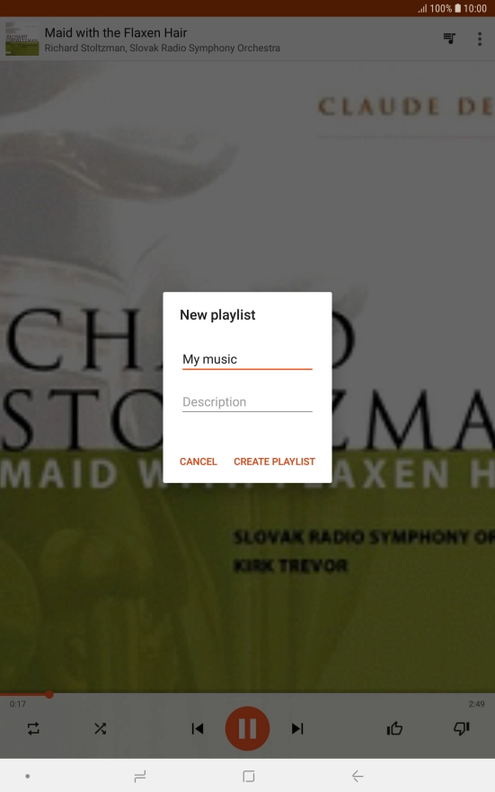 Key in a name for the playlist and press CREATE PLAYLIST. Key in a name for the playlist and press CREATE PLAYLIST.