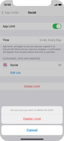 Press Delete Limit.