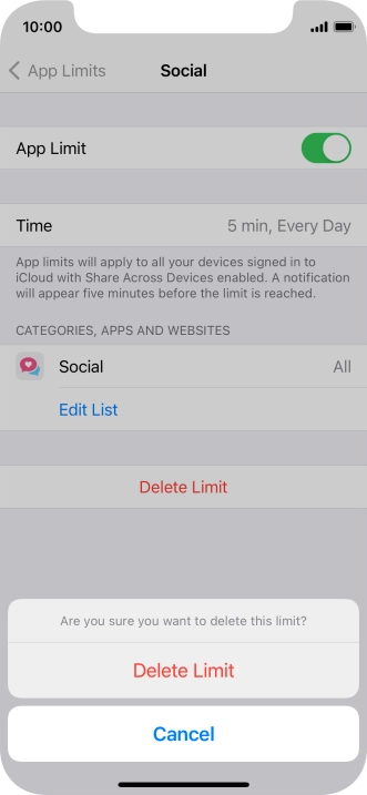 Press Delete Limit.
