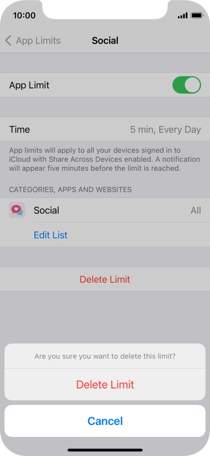 Press Delete Limit.