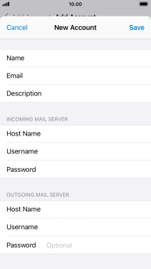 Press Password and key in the password for your email account. Please note that if you're using Vodafone's outgoing server, leave the password field empty.