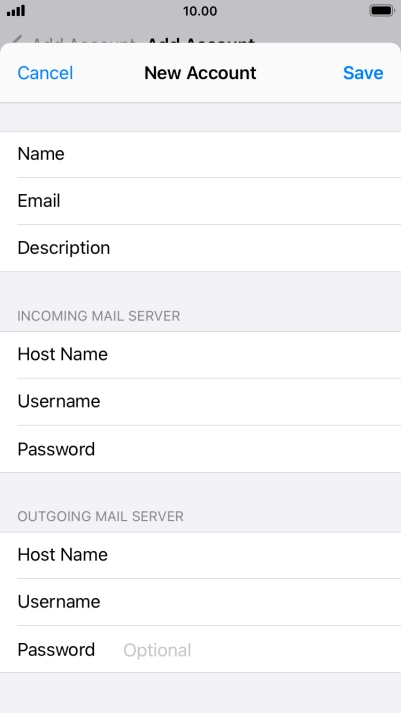 Press Password and key in the password for your email account. Please note that if you're using Vodafone's outgoing server, leave the password field empty.