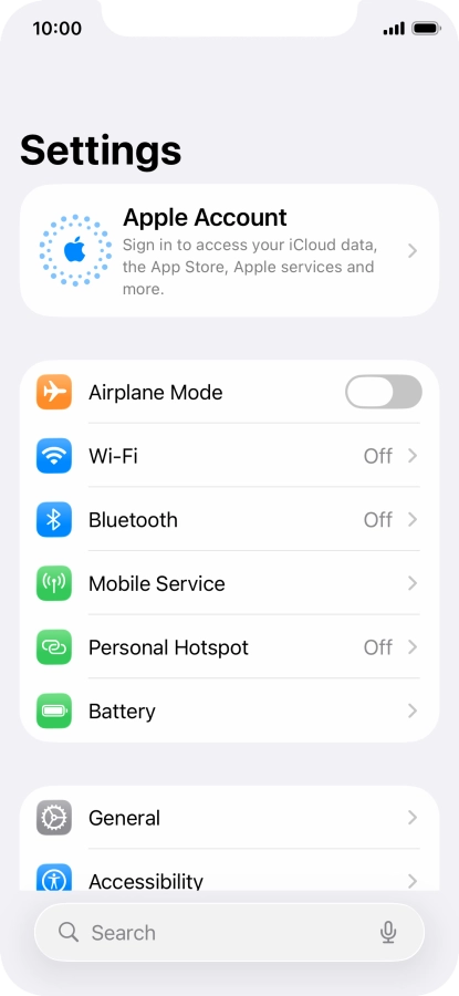 Press Apple Account.