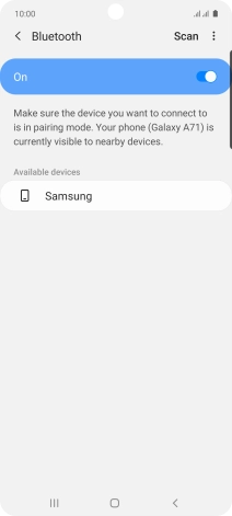 Press the required Bluetooth device and follow the instructions on the screen to pair the device with your phone. Press the required Bluetooth device and follow the instructions on the screen to pair the device with your phone.
