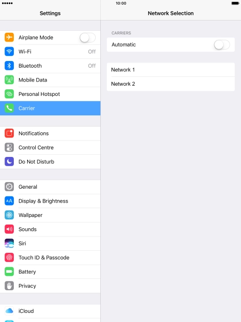 If you turn off the function, press the required network.