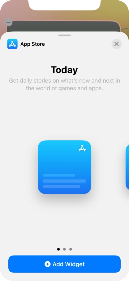 Slide your finger right or left on the screen to select the required widget size. Slide your finger right or left on the screen to select the required widget size.