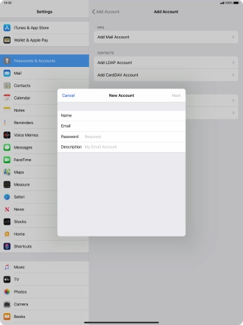 Press Password and key in the password for your email account. Press Password and key in the password for your email account.