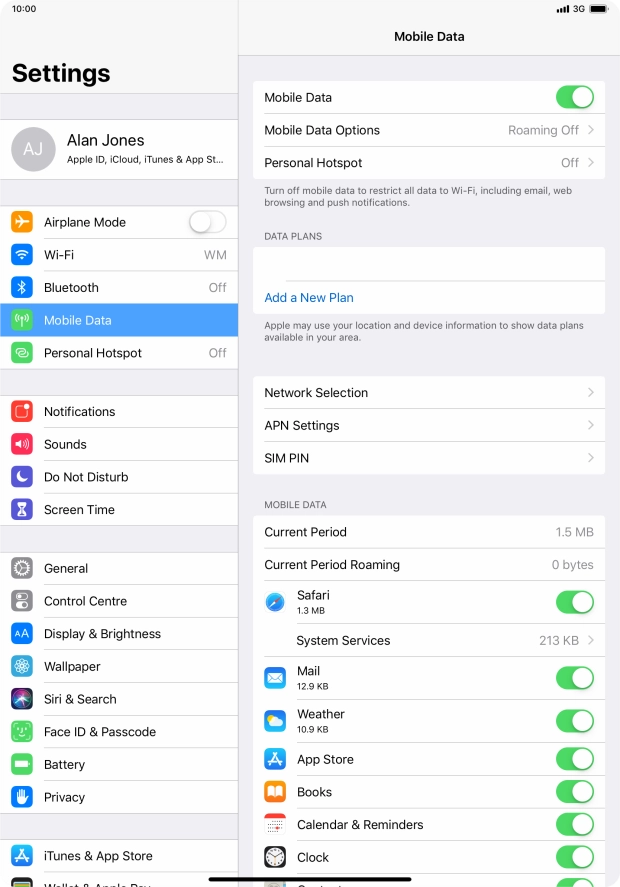 The total data usage is displayed next to Current Period.