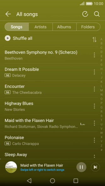 Press the song title. Press the song title.