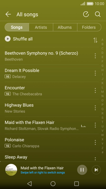 Press the song title. Press the song title.