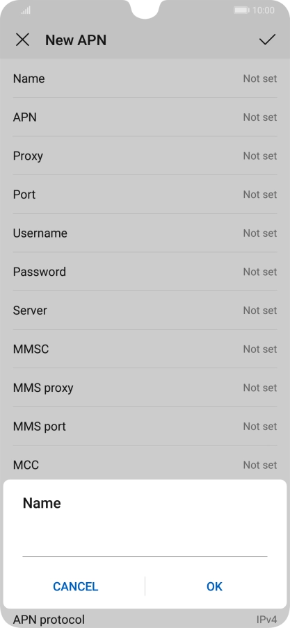 Key in Vodafone Internet and press OK.