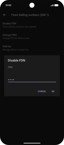 Key in your PIN2 and press OK.