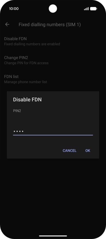 Key in your PIN2 and press OK.
