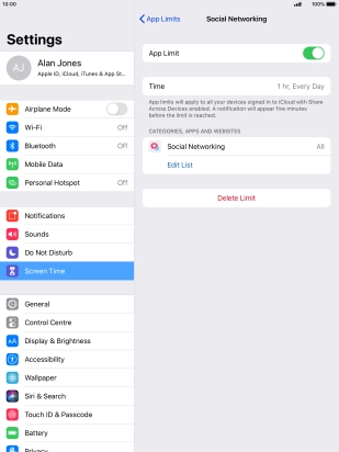 Press Delete Limit.