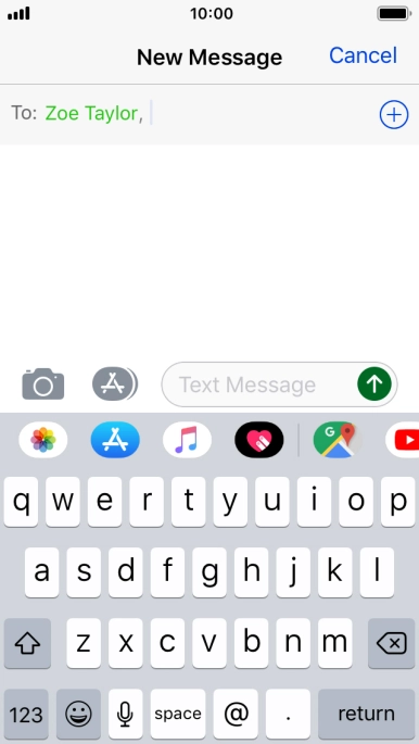 Press the text input field and write the text for your picture message. Press the text input field and write the text for your picture message.