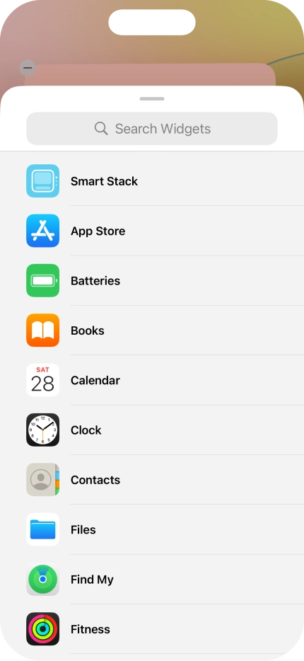 Press the required widget. Press the required widget.