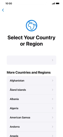 Press the required country or area.