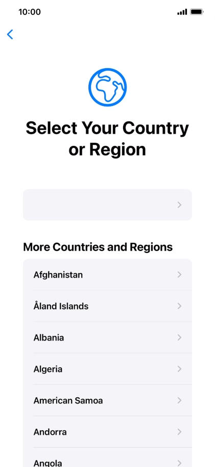 Press the required country or area.