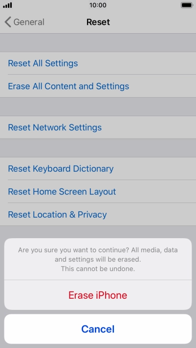 Press Erase iPhone.
